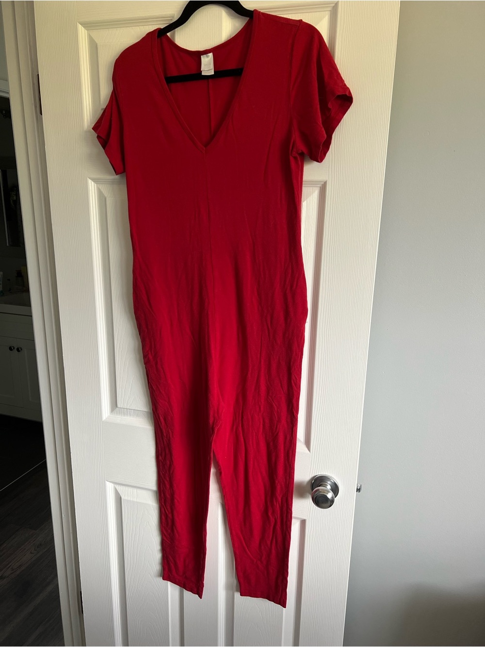Smash + Tess bright red garment with crew neckline